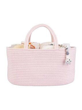 Large Baby Diaper Caddy Organizer for Girl Boy Rope Nursery Storage Bin Basket